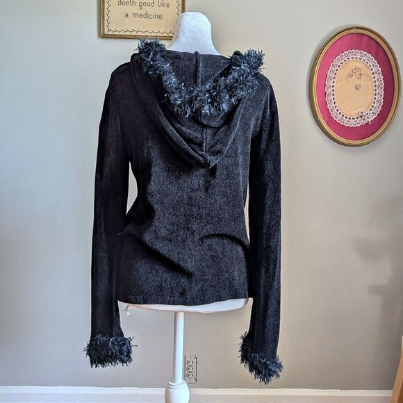 Vintage Y2K Valerie Stevens Faux Fur Cardigan Hoodie Jacket Zip Front Size SP - Picture 3 of 10